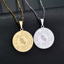 Praying Hands Stainless Steel Christian Prayer Necklace